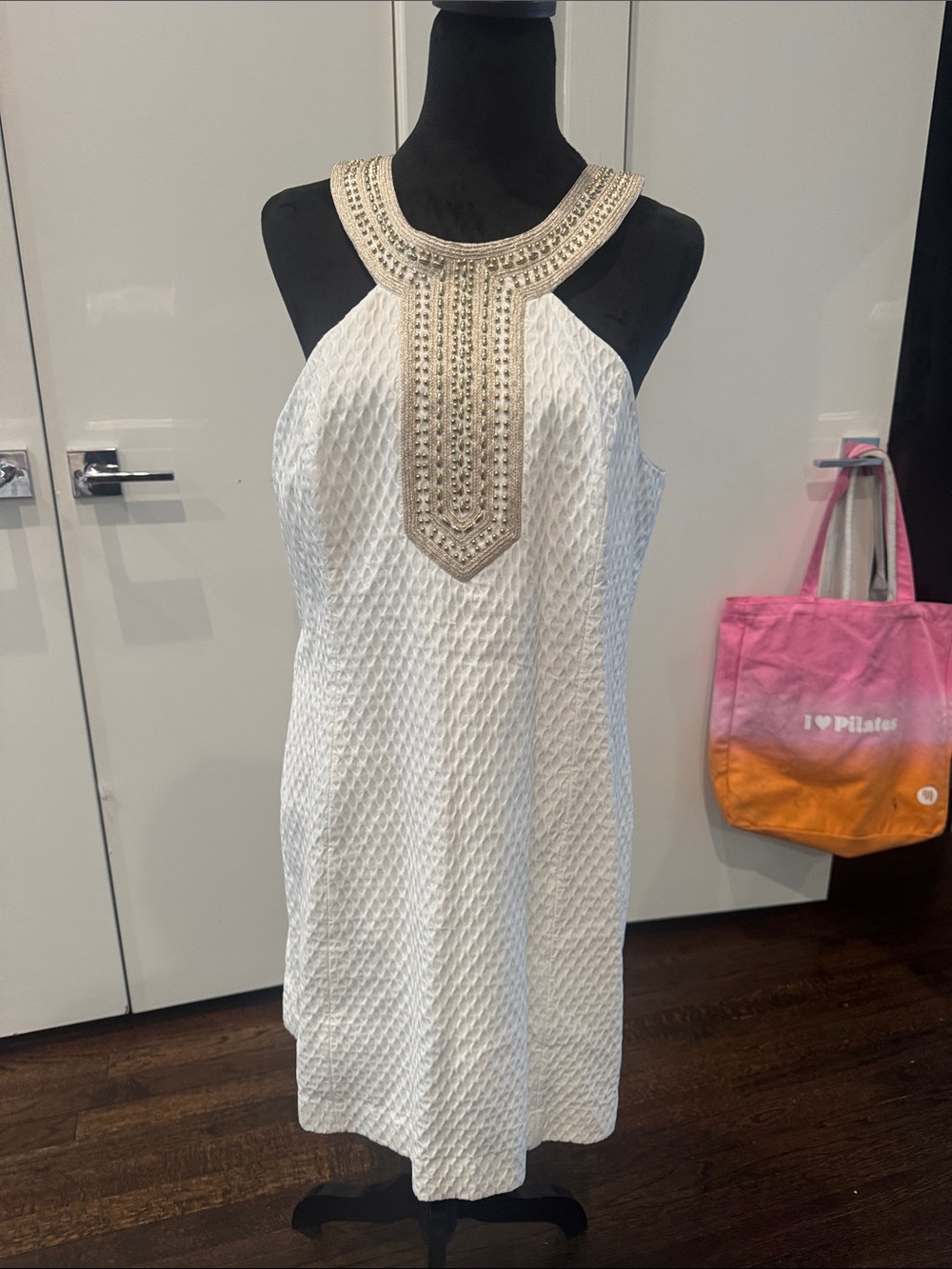 Lilly Pulitzer White Embellished Halter Midi Dress